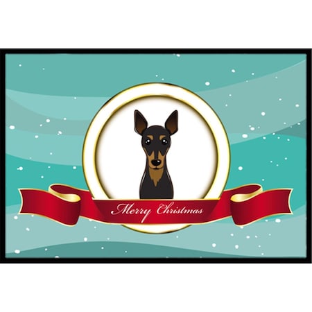 Carolines Treasures Min Pin Merry Christmas Indoor and Outdoor Mat- 24 x 36 in. BB1550JMAT
